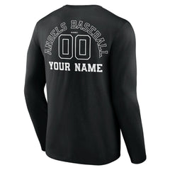 Los Angeles Angels Monochrome Personalized Name & Number Long Sleeve T-Shirt Black