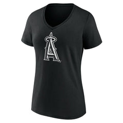 Los Angeles Angels Women's Monochrome Personalized Name & Number V-Neck T-Shirt Black