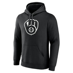 Milwaukee Brewers Monochrome Personalized Name & Number Pullover Hoodie Black