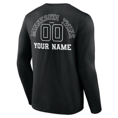 Minnesota Twins Monochrome Personalized Name & Number Long Sleeve T-Shirt Black