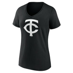 Minnesota Twins Women's Monochrome Personalized Name & Number V-Neck T-Shirt Black