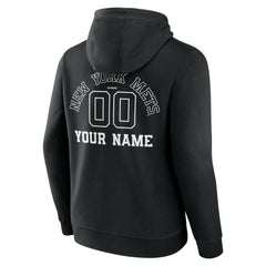 New York Mets Monochrome Personalized Name & Number Pullover Hoodie Black