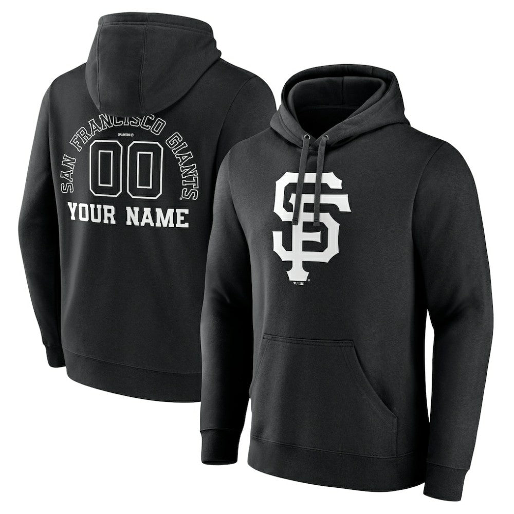 San Francisco Giants Monochrome Personalized Name & Number Pullover Hoodie Black