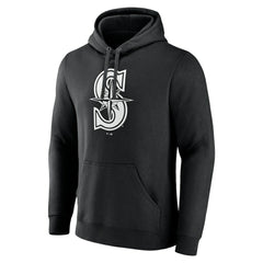 Seattle Mariners Monochrome Personalized Name & Number Pullover Hoodie Black
