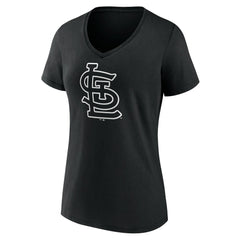 St. Louis Cardinals Women's Monochrome Personalized Name & Number V-Neck T-Shirt Black
