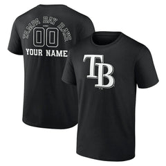 Tampa Bay Rays Monochrome Personalized Name & Number T-Shirt Black