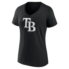 Tampa Bay Rays Women's Monochrome Personalized Name & Number V-Neck T-Shirt Black
