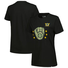 Milwaukee Brewers Women's Armed Forces Day T-Shirt Black | New Era