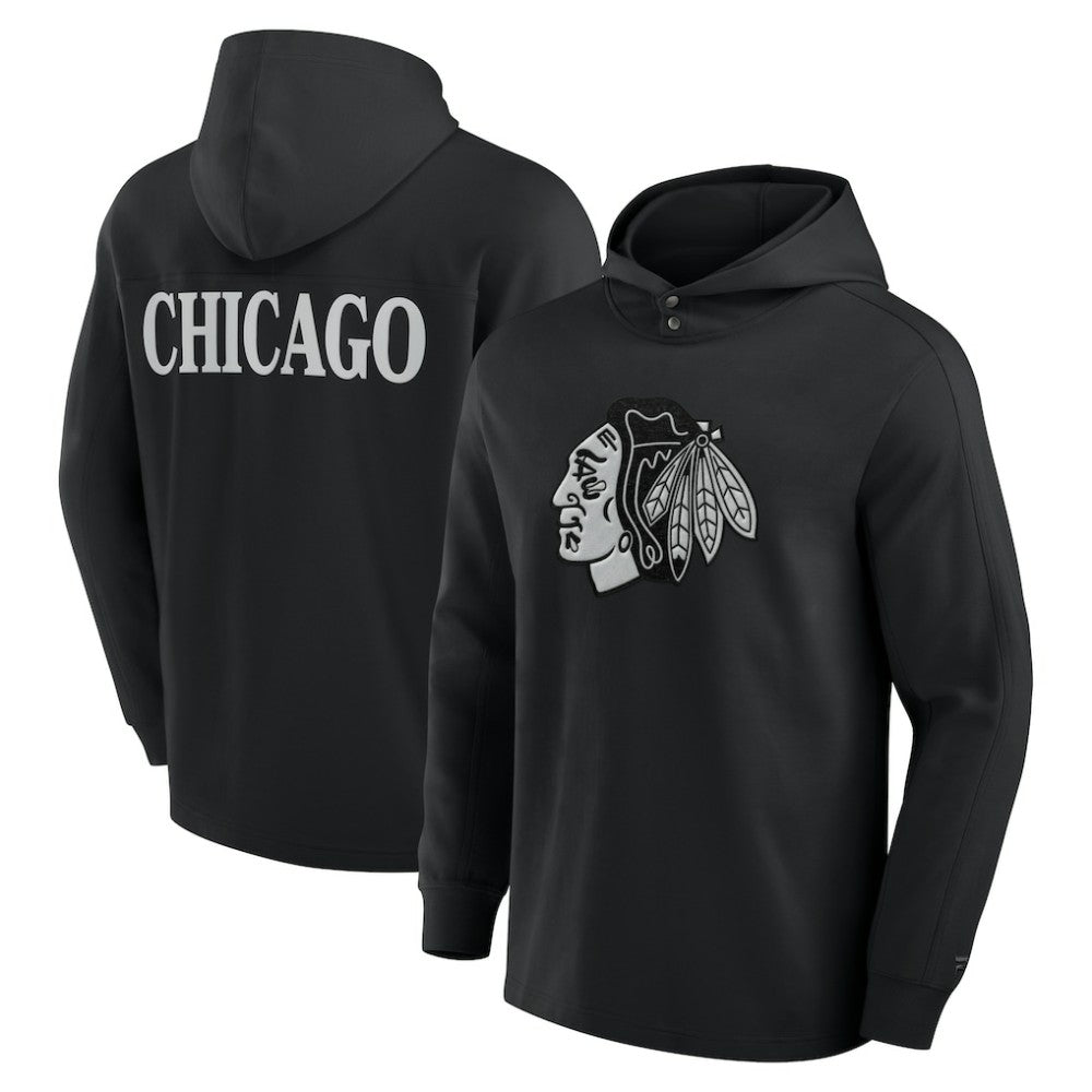 Chicago Blackhawks Fanatics Elements Blaze Tri-Blend Long Sleeve Hoodie T-Shirt Black