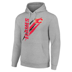 Calgary Flames Starter Color Scratch Fleece Pullover Hoodie Heather Gray