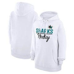 San Jose Sharks G-III 4Her by Carl Banks Women's Team Fleece Pullover Hoodie White