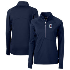 Chicago Cubs Cutter & Buck Women's City Connect Adapt Eco Knit Recycled Half-Zip Pullover Top Navy
