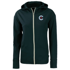 Chicago Cubs Cutter & Buck Women's City Connect Daybreak Eco Recycled Full-Zip Hoodie Navy