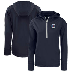 Chicago Cubs Cutter & Buck Women's City Connect Daybreak Eco Recycled Half-Zip Hoodie Navy