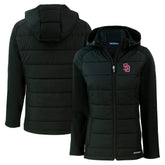 San Diego Padres Cutter & Buck Women's City Connect Evoke Hybrid Eco Softshell Recycled Full-Zip Hoodie Jacket Black