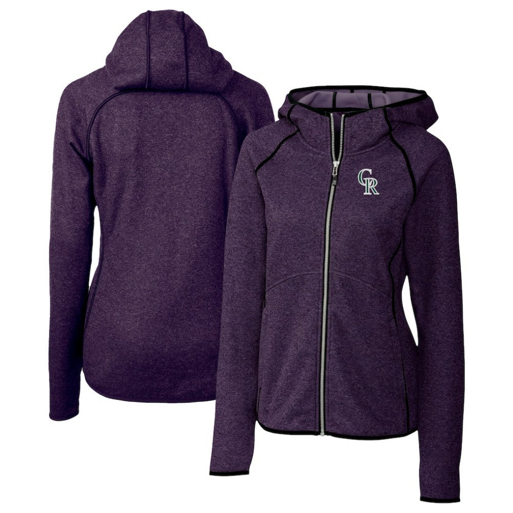 Colorado Rockies Cutter & Buck Women's City Connect Mainsail Full-Zip Hooded Jacket Heather Purple