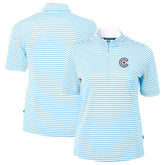 Chicago Cubs Cutter & Buck Women's City Connect Virtue Eco Pique Stripe Recycled Top Powder Blue