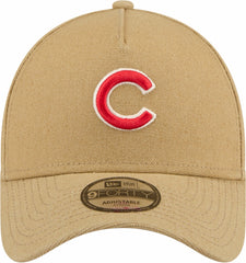 Chicago Cubs Logo Essentials 9FORTY A-Frame Adjustable Hat Khaki | New Era