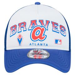 Atlanta Braves Retro Wordmark 9FORTY A-Frame Trucker Adjustable Hat White | New Era