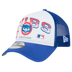 Chicago Cubs Retro Wordmark 9FORTY A-Frame Trucker Adjustable Hat White | New Era