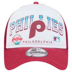 Philadelphia Phillies Retro Wordmark 9FORTY A-Frame Trucker Adjustable Hat White | New Era