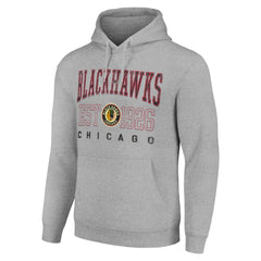 Chicago Blackhawks Starter Retro Graphic Pullover Hoodie Heather Gray