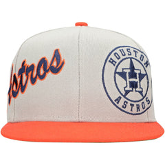 Houston Astros Knock Out Panel Snapback Hat Gray/Orange | Mitchell & Ness