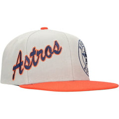Houston Astros Knock Out Panel Snapback Hat Gray/Orange | Mitchell & Ness