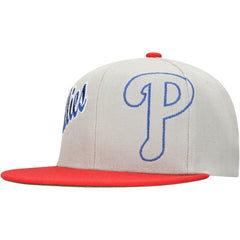 Philadelphia Phillies Knock Out Panel Snapback Hat Gray | Mitchell & Ness