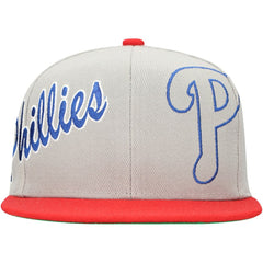Philadelphia Phillies Knock Out Panel Snapback Hat Gray | Mitchell & Ness