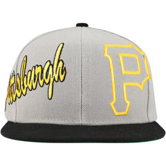 Pittsburgh Pirates Knock Out Panel Snapback Hat Gray | Mitchell & Ness