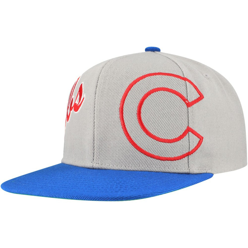 Chicago Cubs Knock Out Panel Snapback Hat Gray | Mitchell & Ness