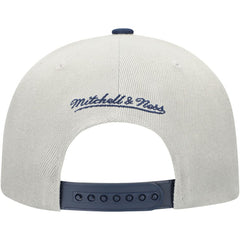 Atlanta Braves Knock Out Panel Snapback Hat Gray/Navy | Mitchell & Ness