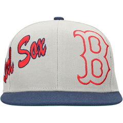Boston Red Sox Knock Out Panel Snapback Hat Gray | Mitchell & Ness