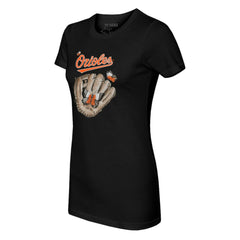 Baltimore Orioles Tiny Turnip Women's Butterfly Glove T-Shirt Black