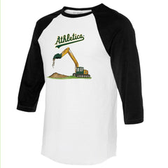 Athletics Tiny Turnip Unisex Excavator 3/4-Sleeve Raglan T-Shirt White/Black