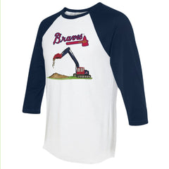 Atlanta Braves Tiny Turnip Unisex Excavator 3/4-Sleeve Raglan T-Shirt White/Navy