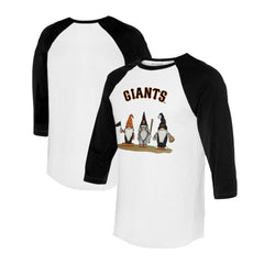 San Francisco Giants Tiny Turnip Unisex Gnomes 3/4-Sleeve Raglan T-Shirt White/Black