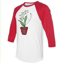 St. Louis Cardinals Tiny Turnip Unisex Lilies & Ladybugs 3/4-Sleeve Raglan T-Shirt White/Red