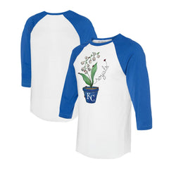 Kansas City Royals Tiny Turnip Unisex Lilies & Ladybugs 3/4-Sleeve Raglan T-Shirt White/Royal