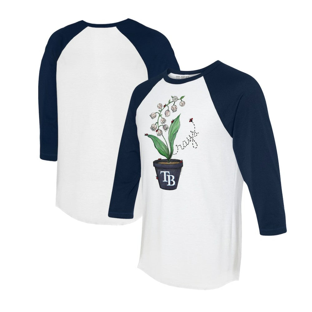 Tampa Bay Rays Tiny Turnip Unisex Lilies & Ladybugs 3/4-Sleeve Raglan T-Shirt White/Navy