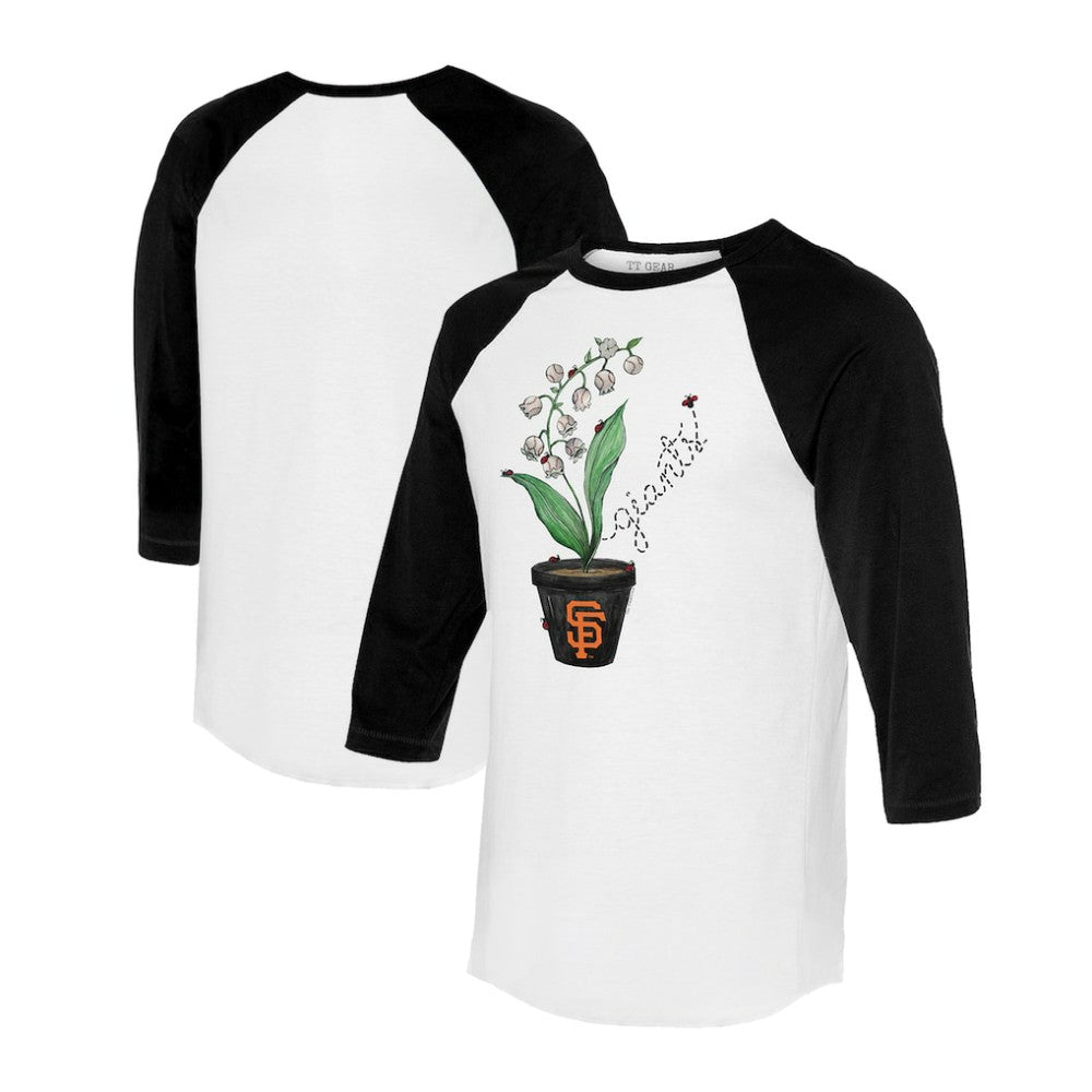 San Francisco Giants Tiny Turnip Unisex Lilies & Ladybugs 3/4-Sleeve Raglan T-Shirt White/Black