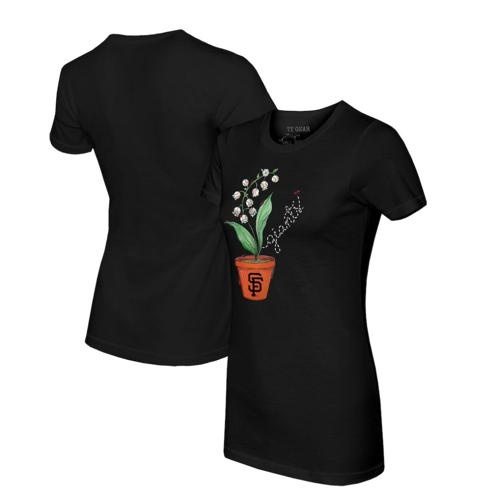 San Francisco Giants Tiny Turnip Women's Lilies & Ladybugs T-Shirt Black