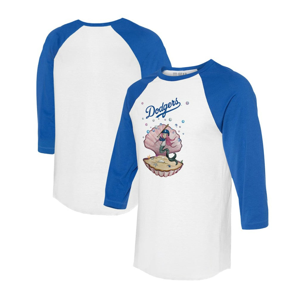 Los Angeles Dodgers Tiny Turnip Unisex Mermaid 3/4-Sleeve Raglan T-Shirt White/Royal
