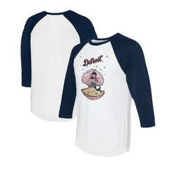 Detroit Tigers Tiny Turnip Unisex Mermaid 3/4-Sleeve Raglan T-Shirt White/Navy