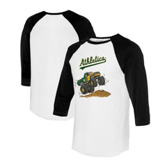 Athletics Tiny Turnip Unisex Monster Truck 3/4-Sleeve Raglan T-Shirt White/Black