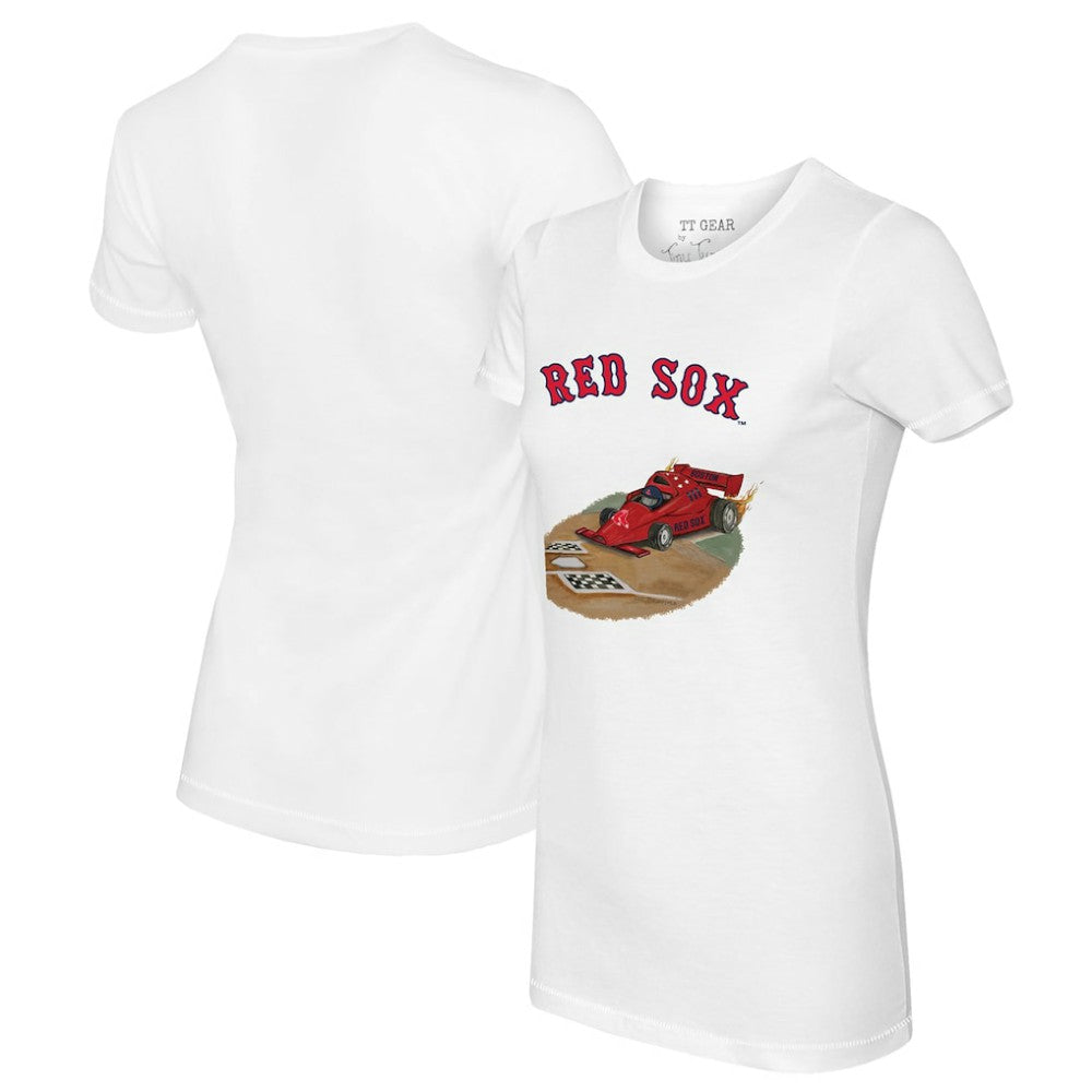 Boston Red Sox Tiny Turnip Women's Race Car T-Shirt White
