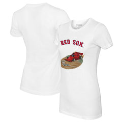 Boston Red Sox Tiny Turnip Women's Race Car T-Shirt White