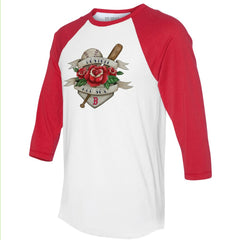 Boston Red Sox Tiny Turnip Unisex Tattoo Rose 3/4-Sleeve Raglan T-Shirt White/Red