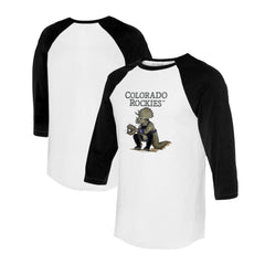 Colorado Rockies Tiny Turnip Unisex Triceratops 3/4-Sleeve Raglan T-Shirt White/Black